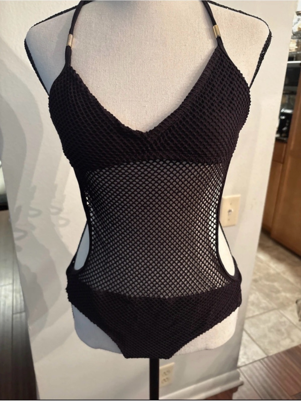 VENUS Black Mesh Cutout One-Piece Swimsuit